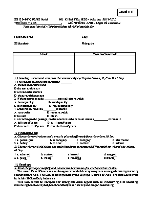 Đề kiểm tra học sinh giỏi môn Tiếng Anh Lớp 8 - Mã đề 117 - Năm học 2019-2020 - Sở giáo dục và đào tạo Quảng Nam